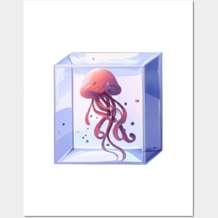 Cute Jellyfish Drawing Posters and Art